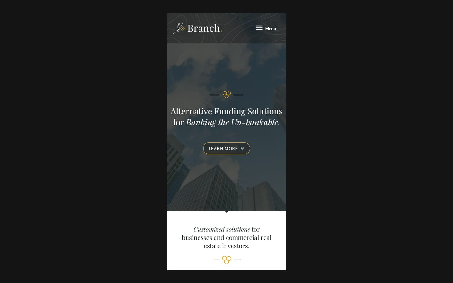 Branch.Fund homepage on a phone