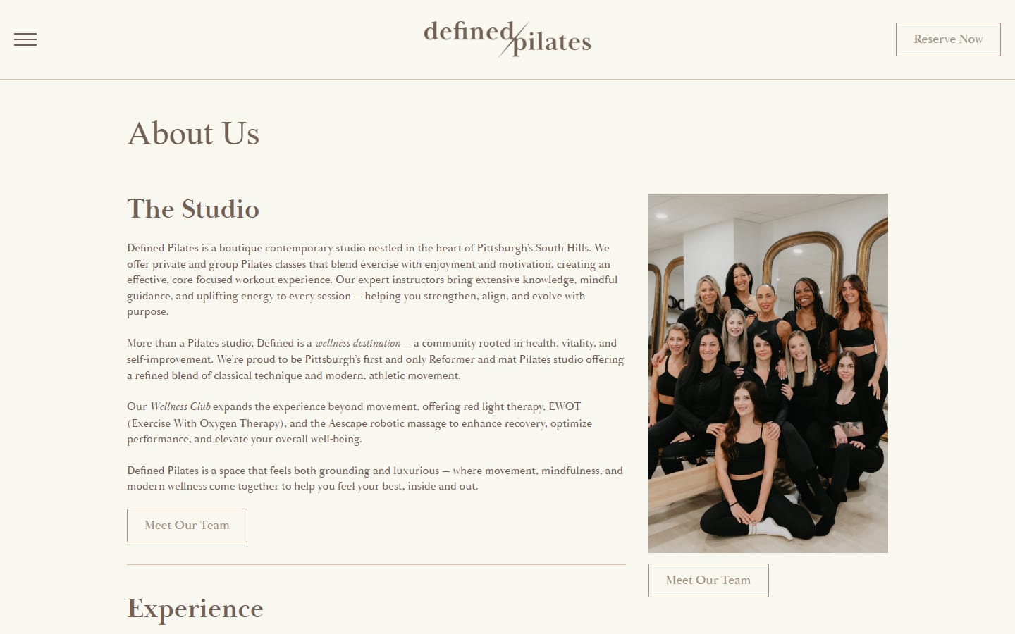 Defined Pilates about page