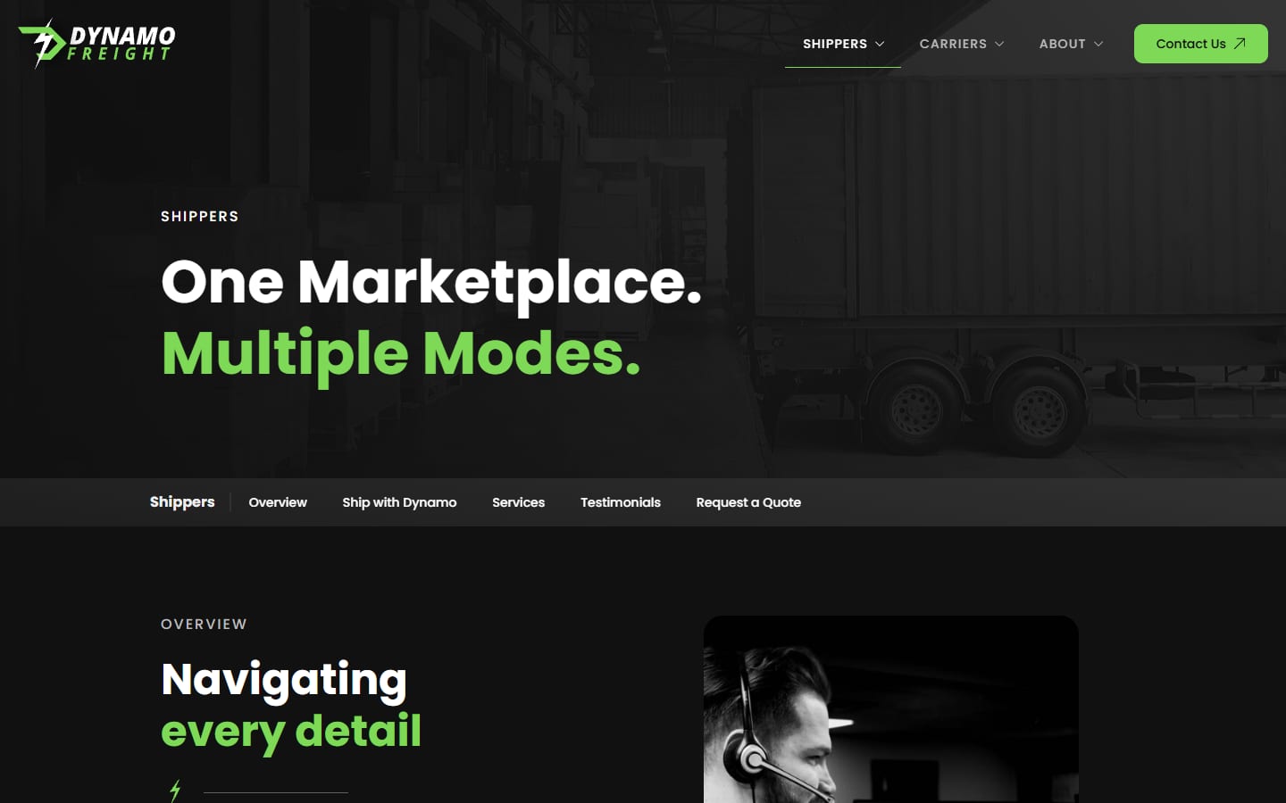 Dynamo Freight shippers page