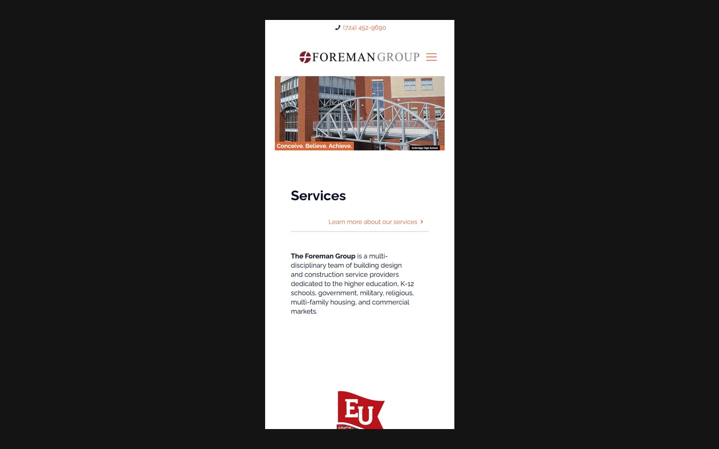 The Foreman Group homepage on a phone