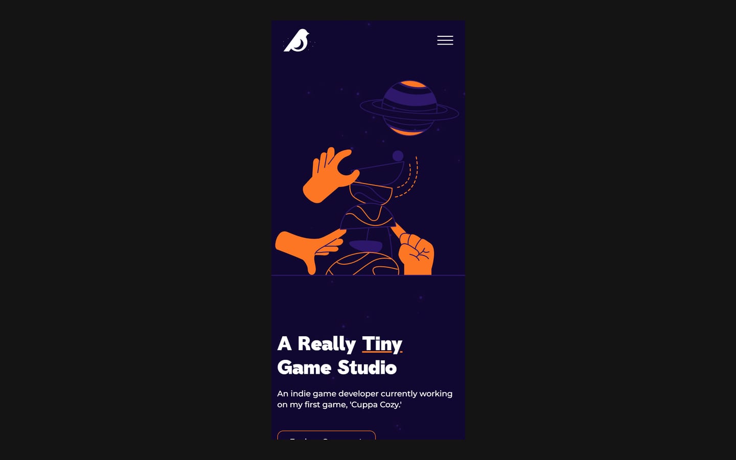 Lunar Lark Games homepage on a phone