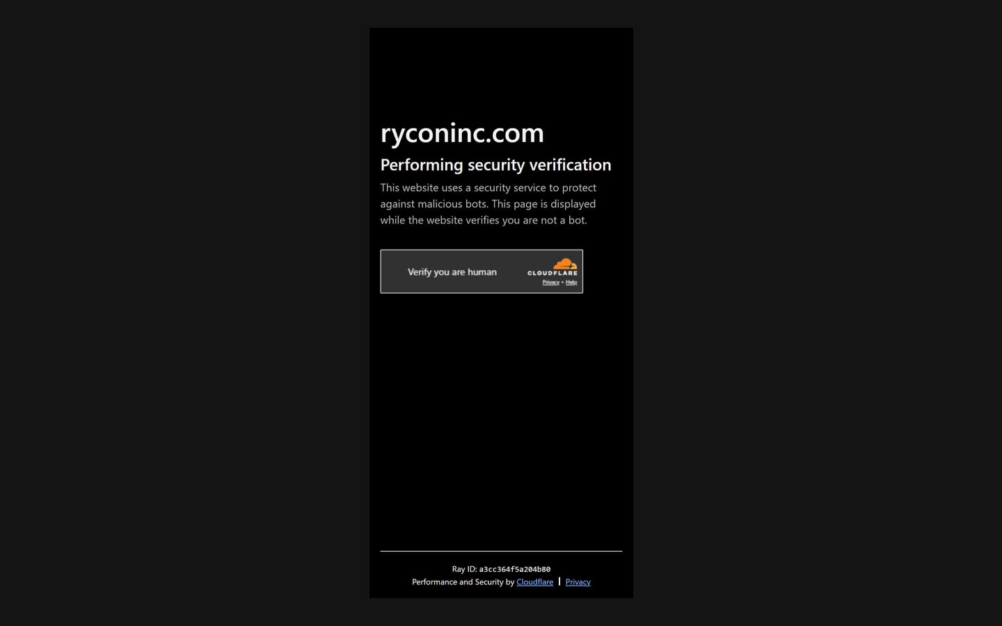 Rycon Construction homepage on a phone