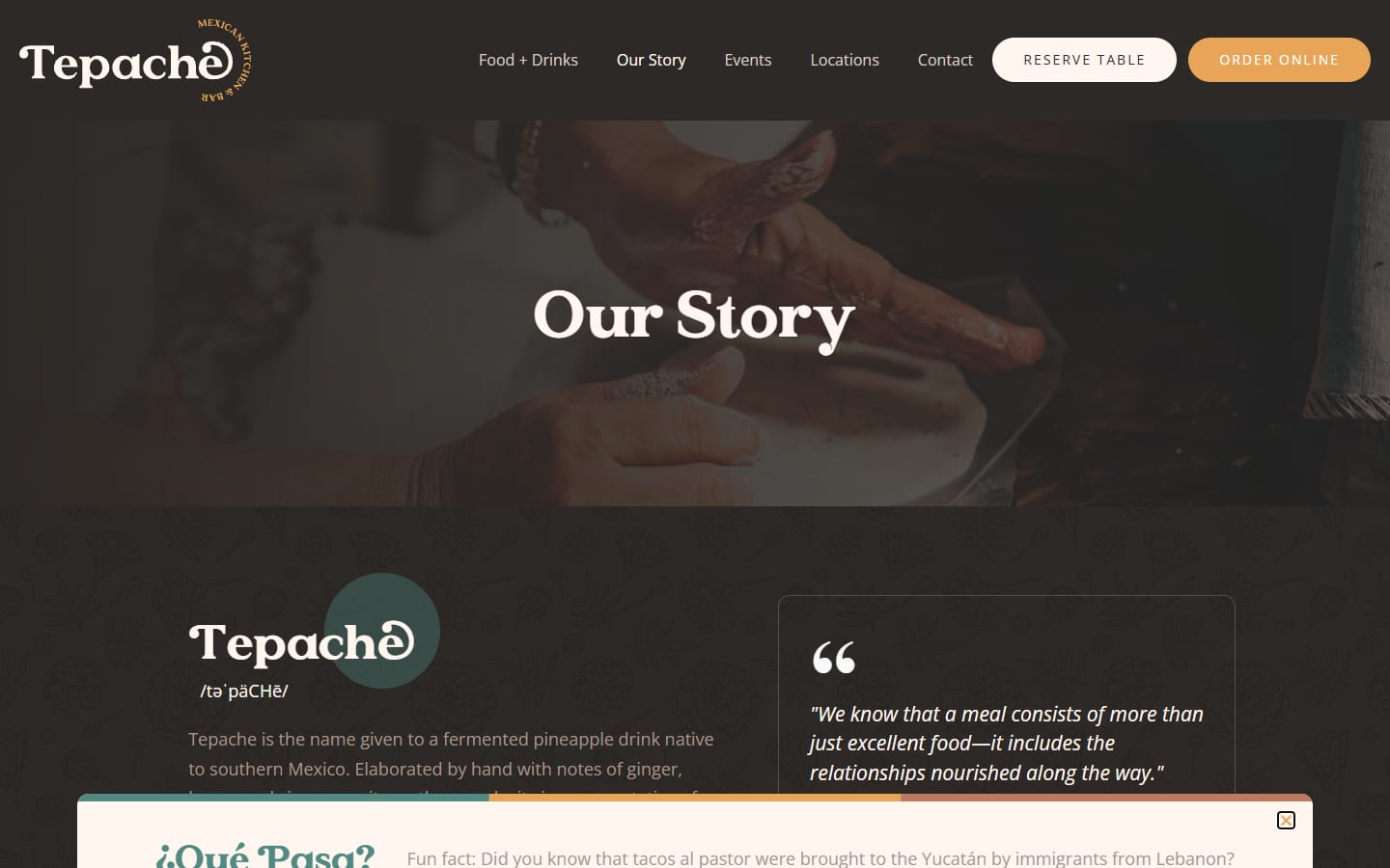Tepache our story page